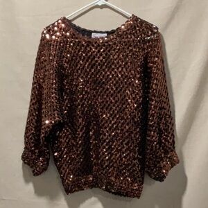 Vintage three flaggs California copper sequin top no size tag
